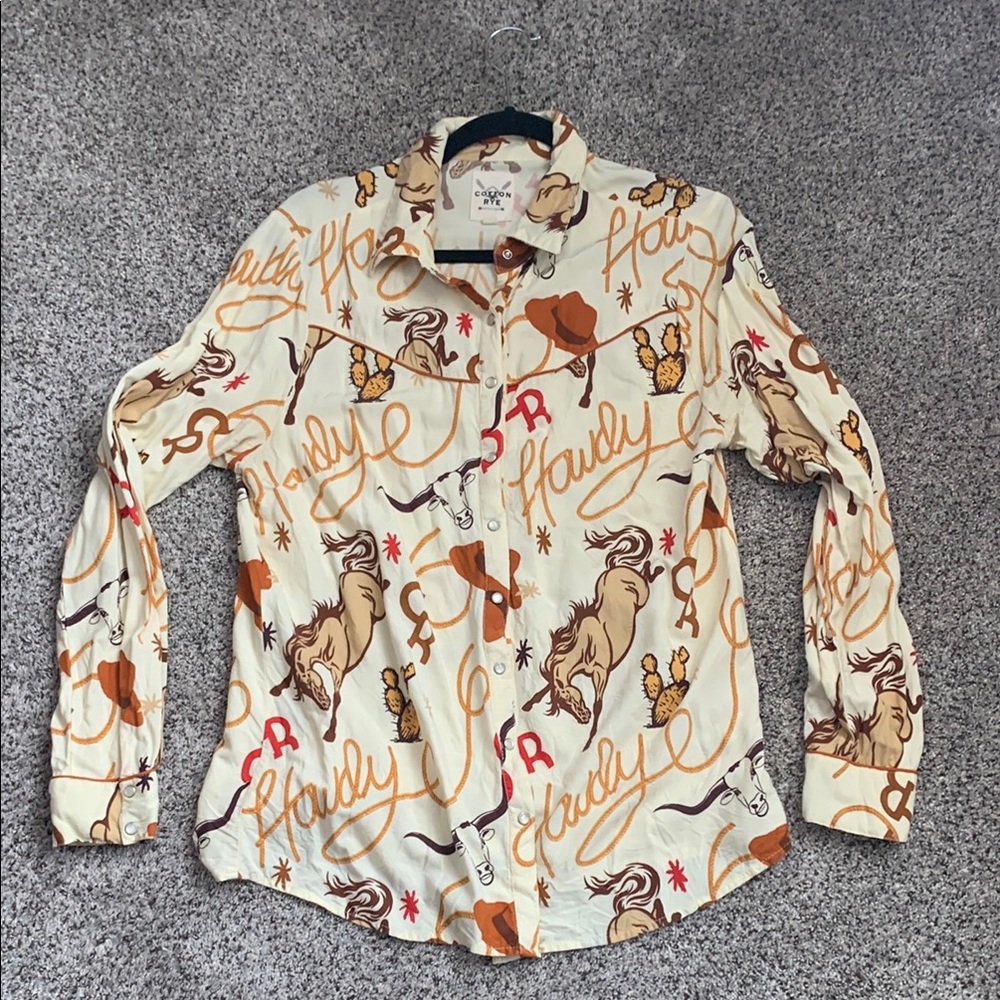 Women’s Cream Western Print Shirt